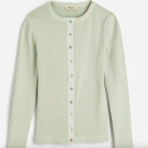 Madewell NU847 Green Garment-Dyed Ribbed Cardigan Tee size xxs NWT